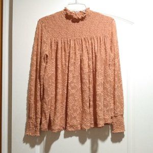 Light Pink Smocked Floral Blouse